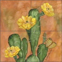 Southwest Tile Backsplash Prickley Pear Cactus by Sara Mullen SM108   113042665113